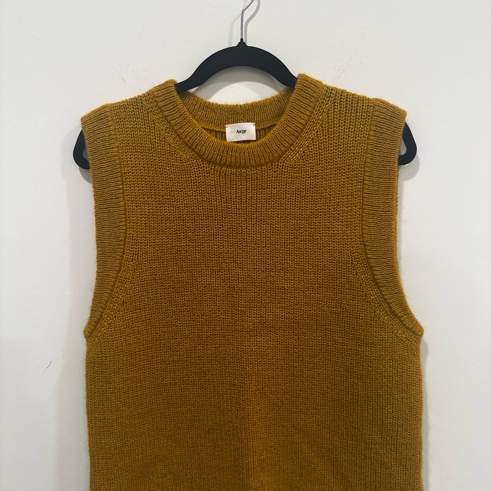 Mustard Yellow Sleeveless Knit Sweater